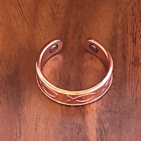 Solid Pure Copper Magnetic Ring Men Women Arthritis Adjustable Ring - Jesus Fish - Picture 5 of 5